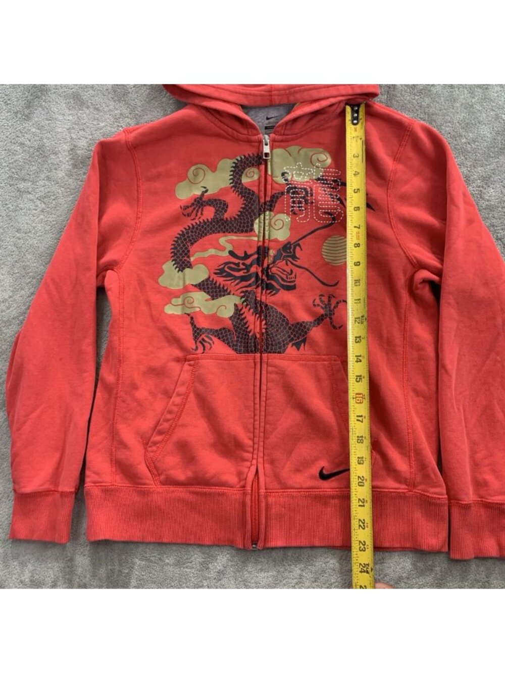 Nike Jacket Youth Boy XL Chinese New Year of Dragon Hoodie 2012 Y2K Faded Red - Picture 2 of 8